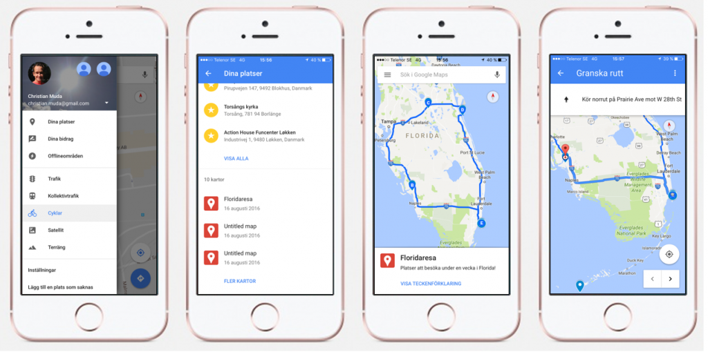 Planera resan med Google Maps