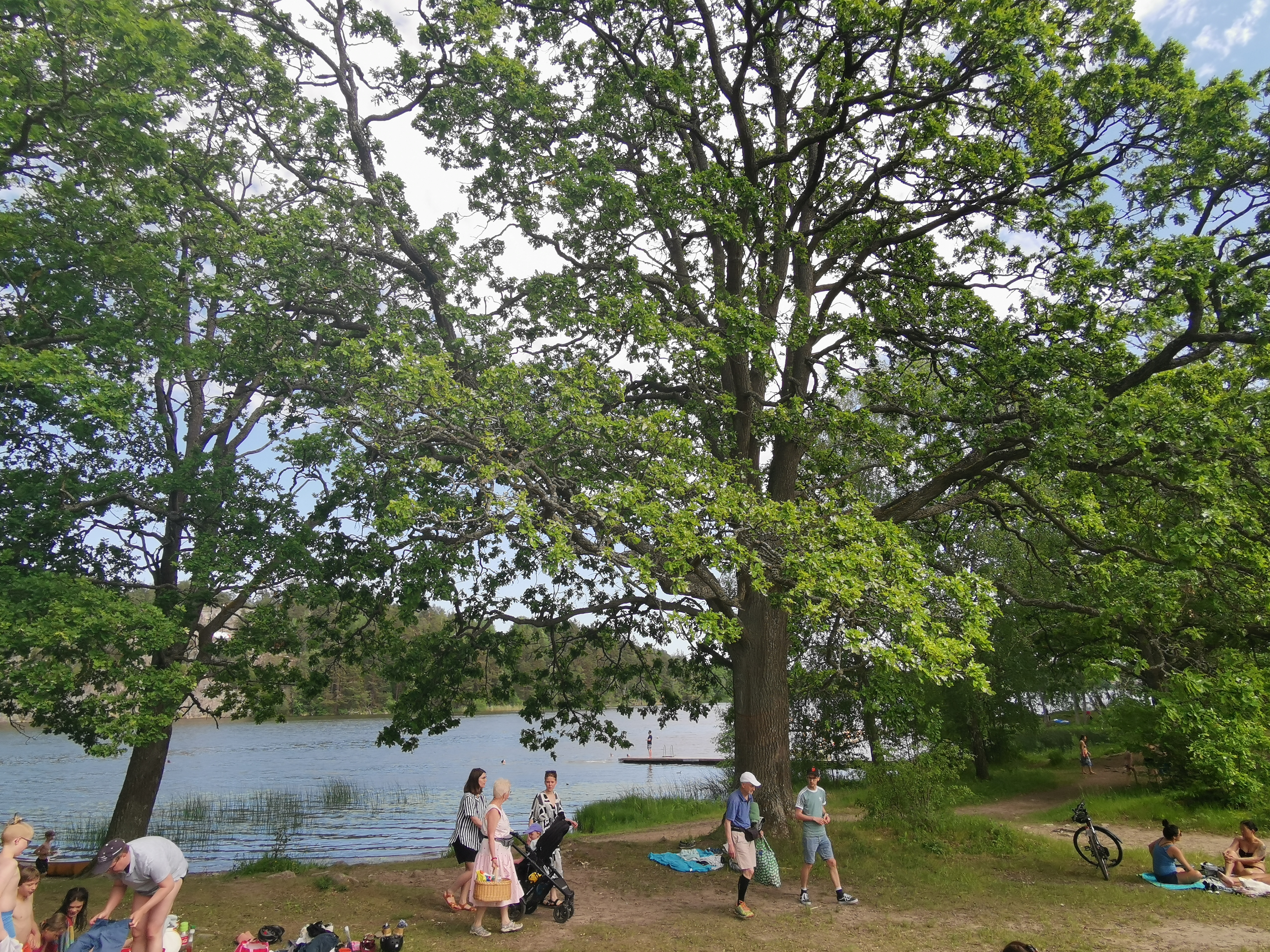 Strand på Ängsholmsbadet i Täby