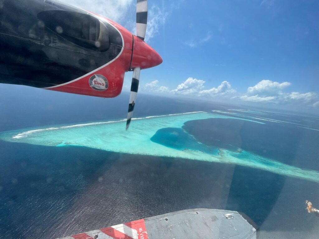Sjöflygplan på Maldiverna utsikt