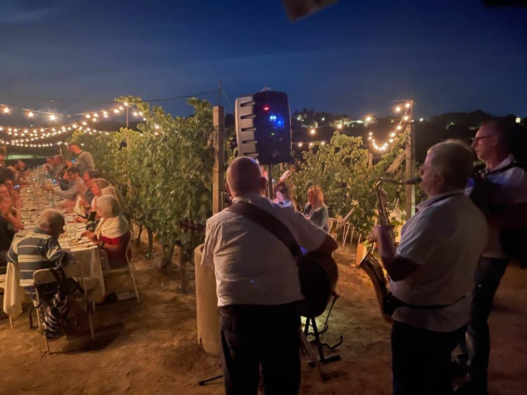 Middag under stjärnorna  på en vingård i Piemonte
