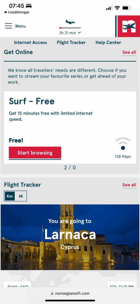 Wi-fi på Norwegian Air 