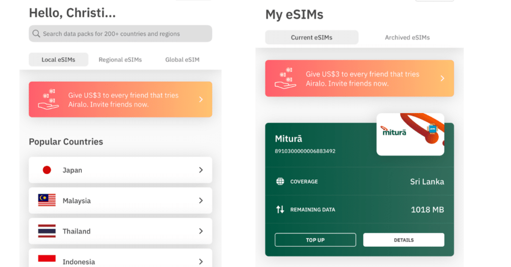 E-Sim med lokalt abonnemang - för billig datatrafik utomlands. 