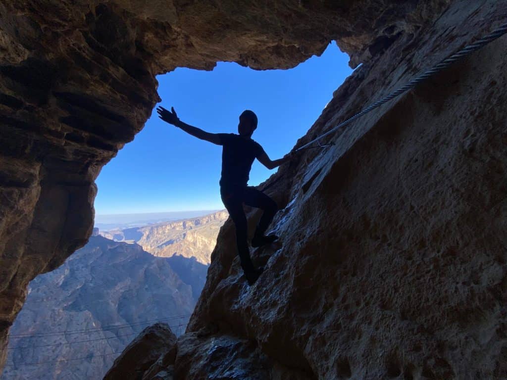Via Ferrata i bergen i Oman