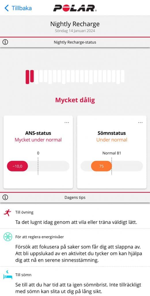 Polar Flow - mäter sömnkvalitet och hälsodata